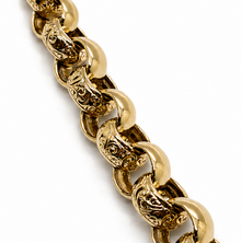 9ct Yellow Gold Engraved & Plain Belcher Bracelet