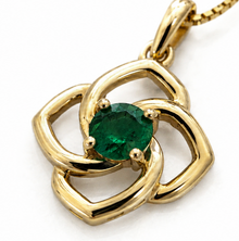 Cut Out Flower Emerald Pendant Necklace