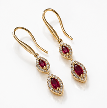 Marquise Double Drop Ruby & Diamond Earrings