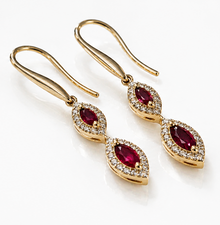 Marquise Double Drop Ruby & Diamond Earrings