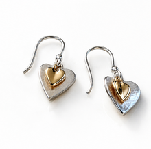 Gold Plated Double Heart Drop Earrings