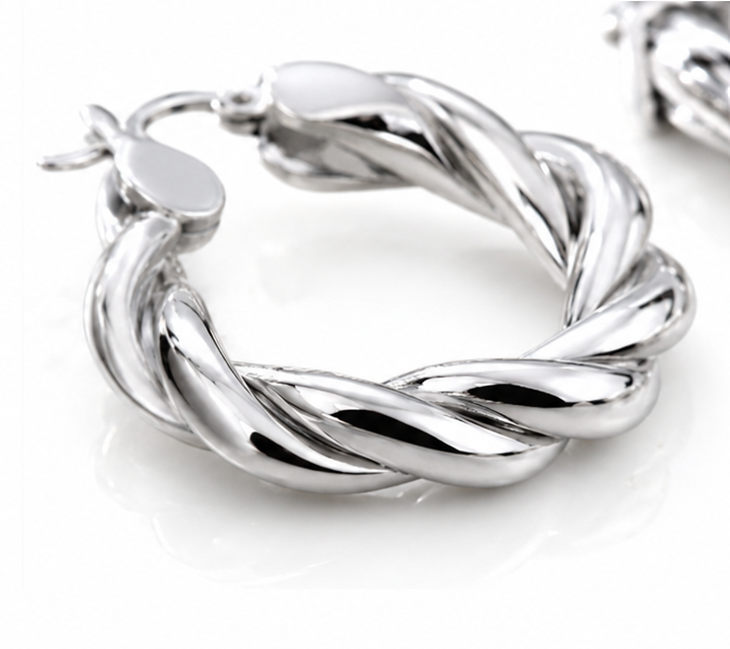 Chunky Rope Twist Hoop Earrings – Sterling Silver