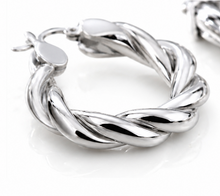 Chunky Rope Twist Hoop Earrings – Sterling Silver