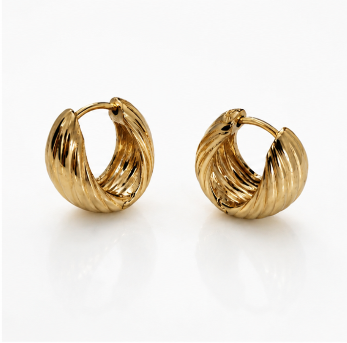Chunky Rope Hoop Earrings in Gold Plated Sterling Silver