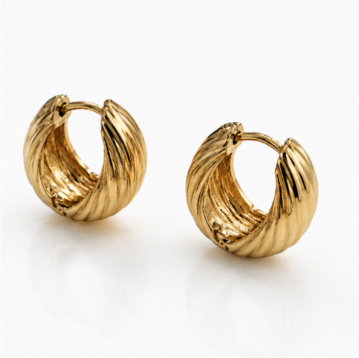 Chunky Rope Hoop Earrings in Gold Plated Sterling Silver