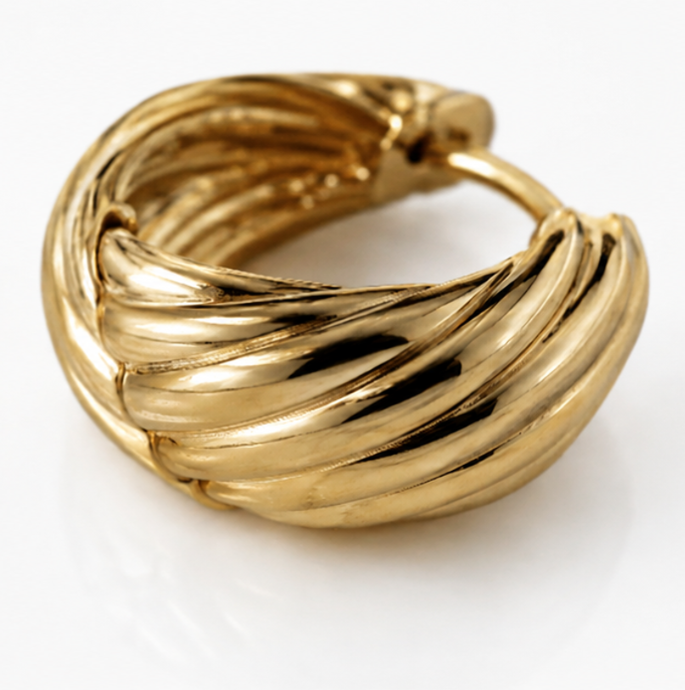Chunky Rope Hoop Earrings in Gold Plated Sterling Silver