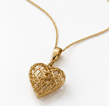 9ct Gold Caged Heart Pendant Necklace