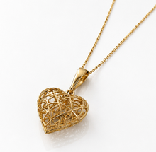 9ct Gold Caged Heart Pendant Necklace
