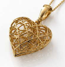 9ct Gold Caged Heart Pendant Necklace