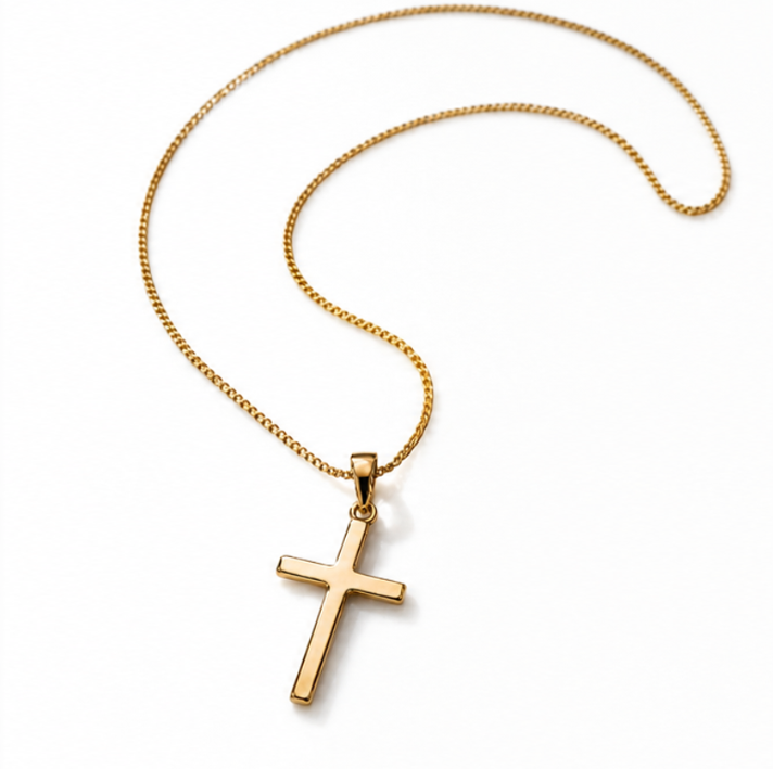 Medium Cross Pendant Necklace in 9ct Yellow Gold