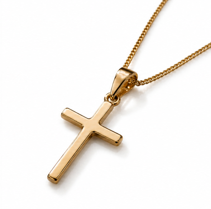 Medium Cross Pendant Necklace in 9ct Yellow Gold