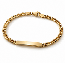 9ct Yellow Gold ID Bar Double Bead Chain Bracelet