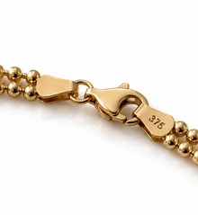 9ct Yellow Gold ID Bar Double Bead Chain Bracelet
