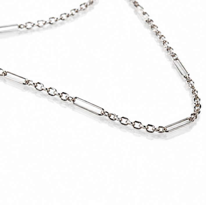Mixed Length Link Chain Necklace in 9ct White Gold