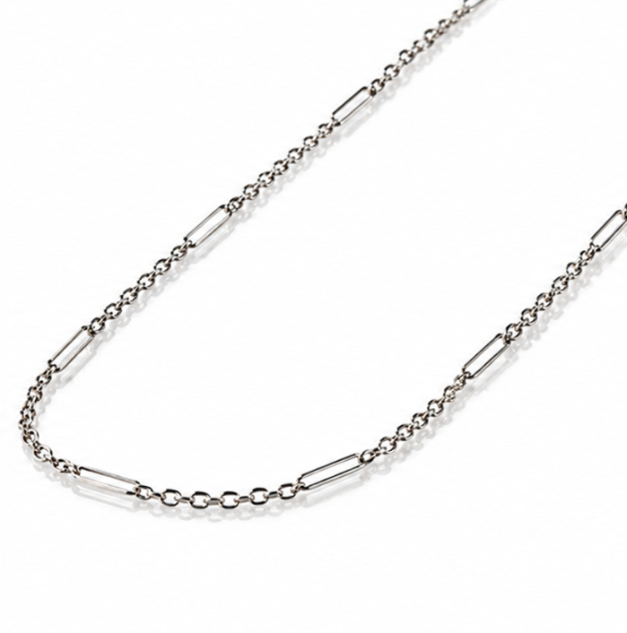 Mixed Length Link Chain Necklace in 9ct White Gold