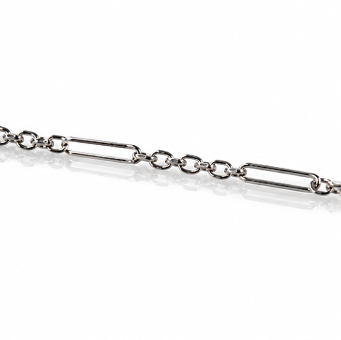 Mixed Length Link Chain Necklace in 9ct White Gold