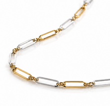 Elongated Link Chain Necklace in 9ct Yellow & White Gold