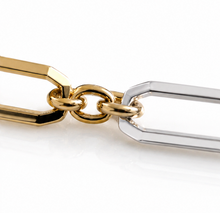 Elongated Link Chain Necklace in 9ct Yellow & White Gold
