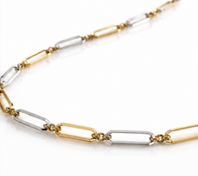 Elongated Link Chain Necklace in 9ct Yellow & White Gold
