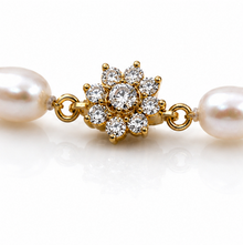 Seed Pearl & Diamond Flower Bracelet in 9ct Yellow Gold