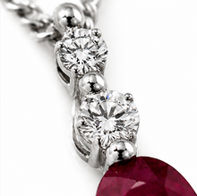 Ruby & Diamond Drop Pendant Necklace in 9ct White Gold