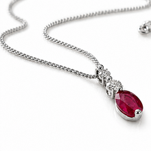 Ruby & Diamond Drop Pendant Necklace in 9ct White Gold