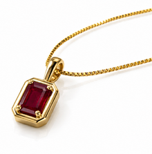 Chunky Border Ruby Pendant with Chain in 9ct Yellow Gold