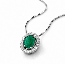 Teardrop Emerald & Diamond Pendant Necklace in 9ct Gold