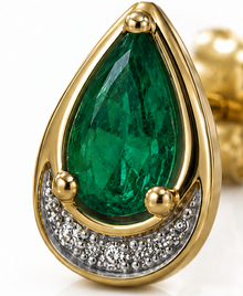 Teardrop Emerald & Diamond Stud Earrings in 9ct Yellow Gold