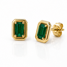 Chunky Emerald Stud Earrings in 9ct Yellow Gold