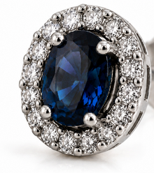 Blue Sapphire & Diamond Cluster Stud Earrings in 9ct White Gold