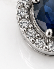 Blue Sapphire & Diamond Cluster Pendant in 9ct White Gold