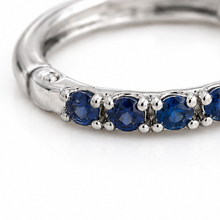 9ct White Gold Blue Sapphire Hoop Earrings