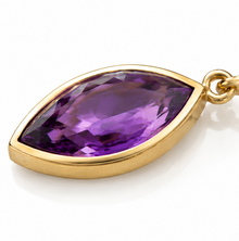 9ct Yellow Gold Flame Cut Amethyst Drop Earrings