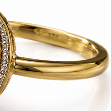 9ct Yellow Gold Irregular Amethyst Ring with Diamond Surround