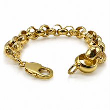 9ct Yellow Gold Engraved & Plain Belcher Bracelet – 13mm