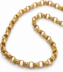 9ct Yellow Gold Heavy Belcher Chain – 24” | Solid Engraved & Plain Links