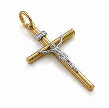 9ct Yellow & White Gold Crucifix Cross Pendant