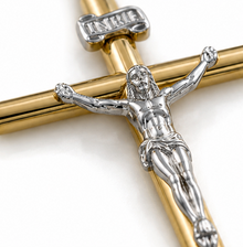 9ct Yellow & White Gold Crucifix Cross Pendant