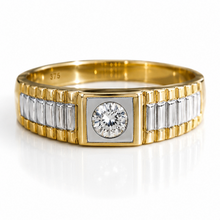 9ct Yellow Gold Brickwork CZ Men’s Ring