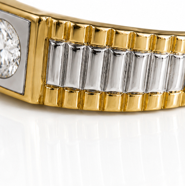 9ct Yellow Gold Brickwork CZ Men’s Ring