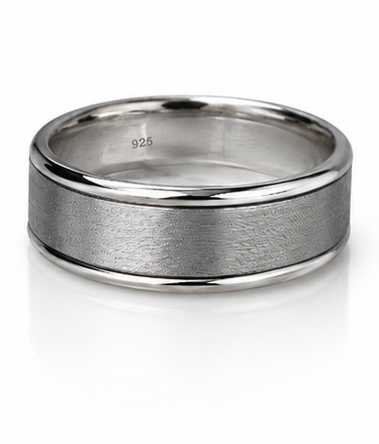 Brushed Spinner Ring in Sterling Silver