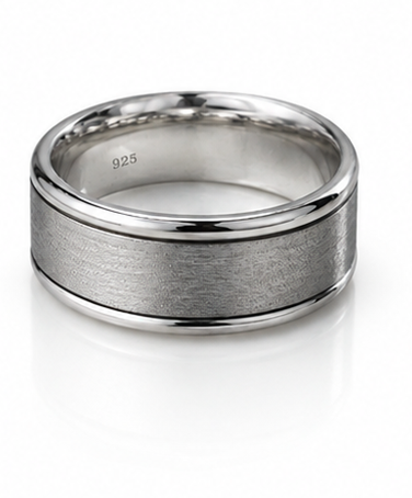 Brushed Spinner Ring in Sterling Silver