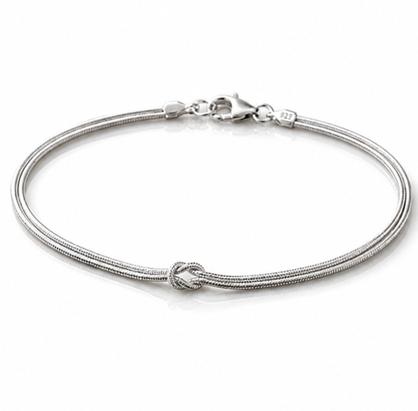 Love Knot Snake Chain Bracelet – Sterling Silver