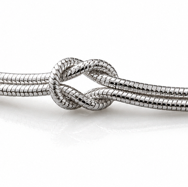 Love Knot Snake Chain Bracelet – Sterling Silver