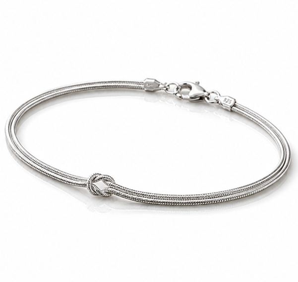 Love Knot Snake Chain Bracelet – Sterling Silver