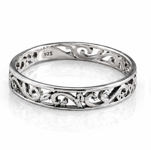 Filigree Sterling Silver Band Ring
