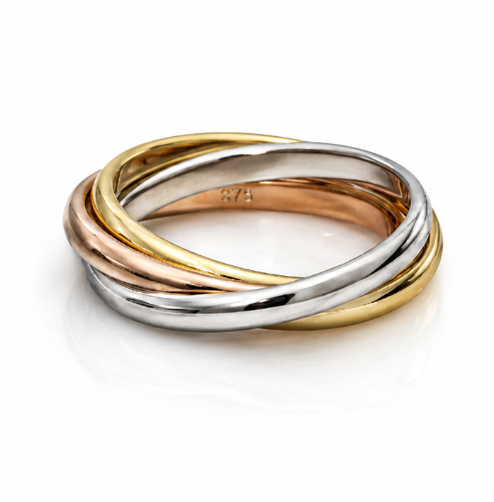 9ct Three-Colour Russian Wedding Band – 2mm