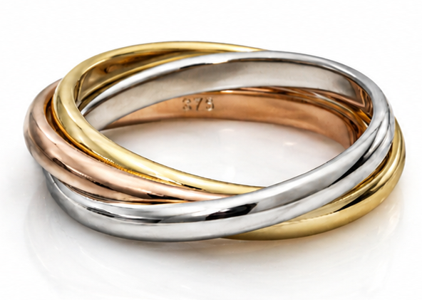 9ct Three-Colour Russian Wedding Band – 2mm