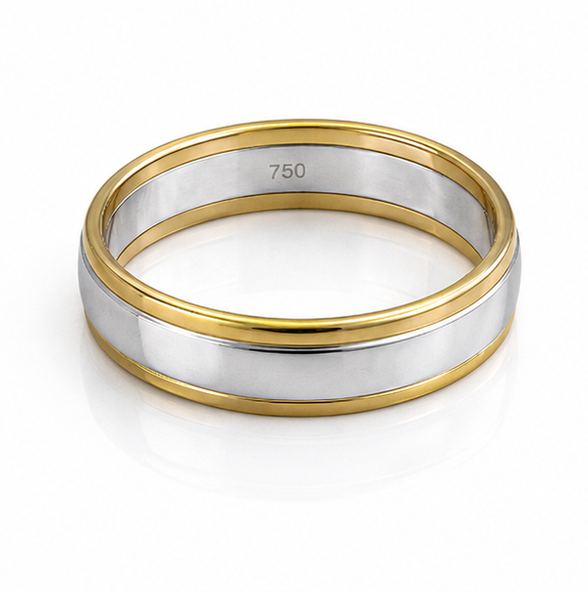 5mm Two-Colour 18ct Gold Wedding Band